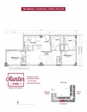 The Macon | 2 Bedroom | 2 Bath | 726 sq ft*